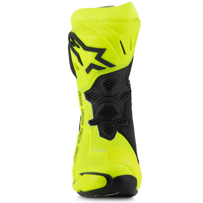 Alpinestars Supertech R Vented fluo dzelteni melni motocikla zābaki