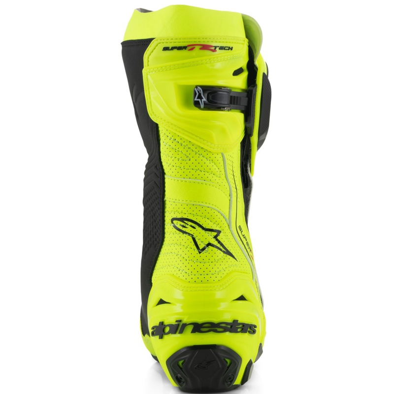 Alpinestars Supertech R Vented fluo dzelteni melni motocikla zābaki