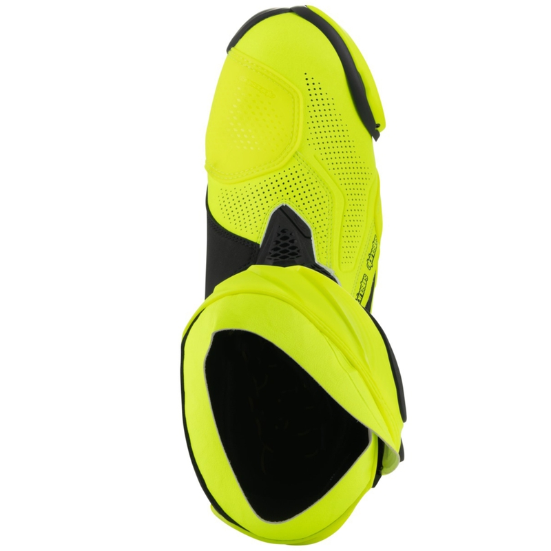 Alpinestars Supertech R Vented fluo dzelteni melni motocikla zābaki