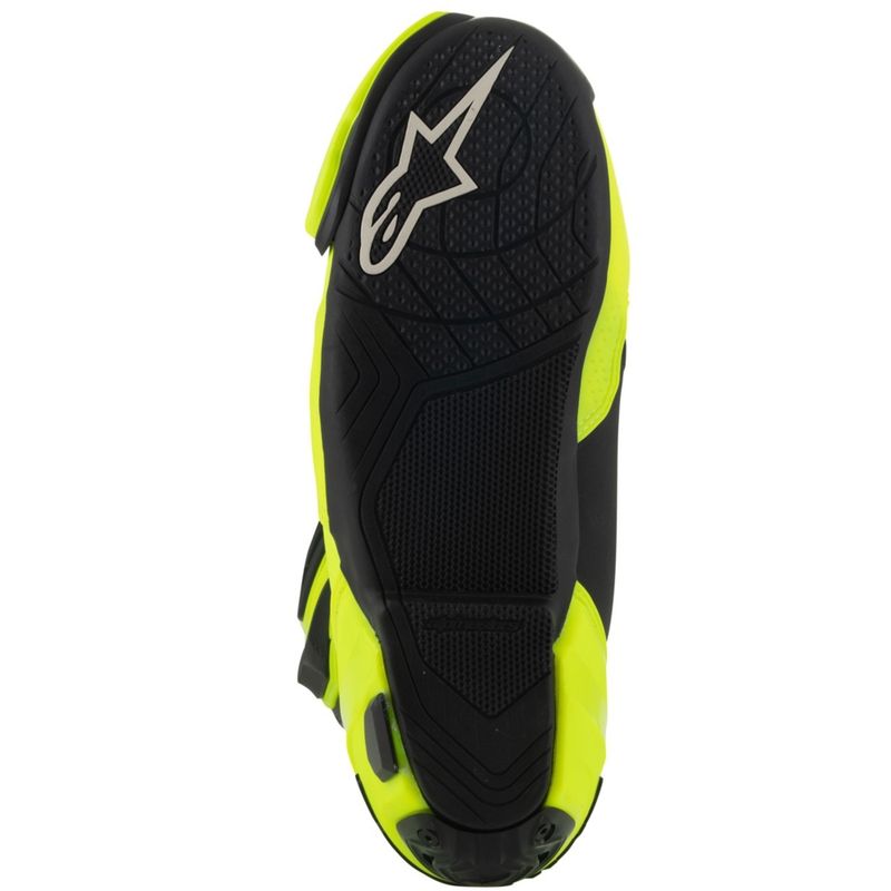 Alpinestars Supertech R Vented fluo dzelteni melni motocikla zābaki