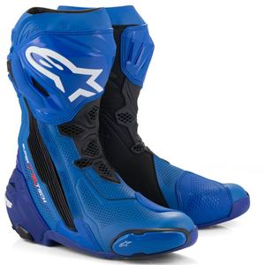 Alpinestars Supertech R ventilējamie motociklu zābaki zili un melni
