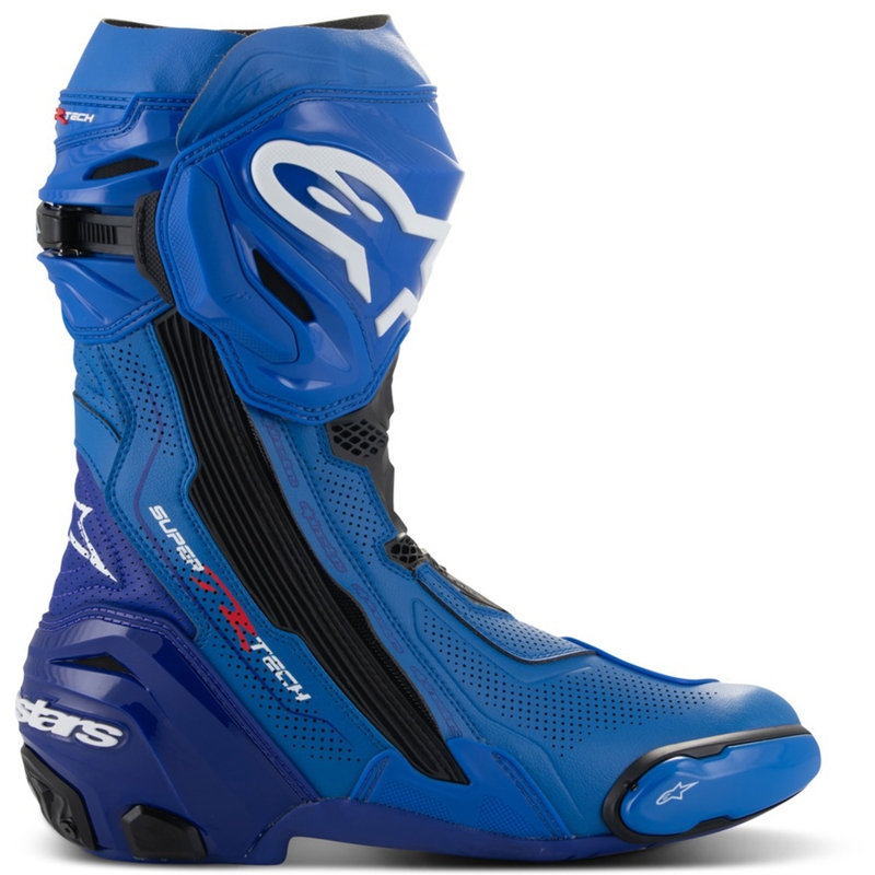 Alpinestars Supertech R ventilējamie motociklu zābaki zili un melni
