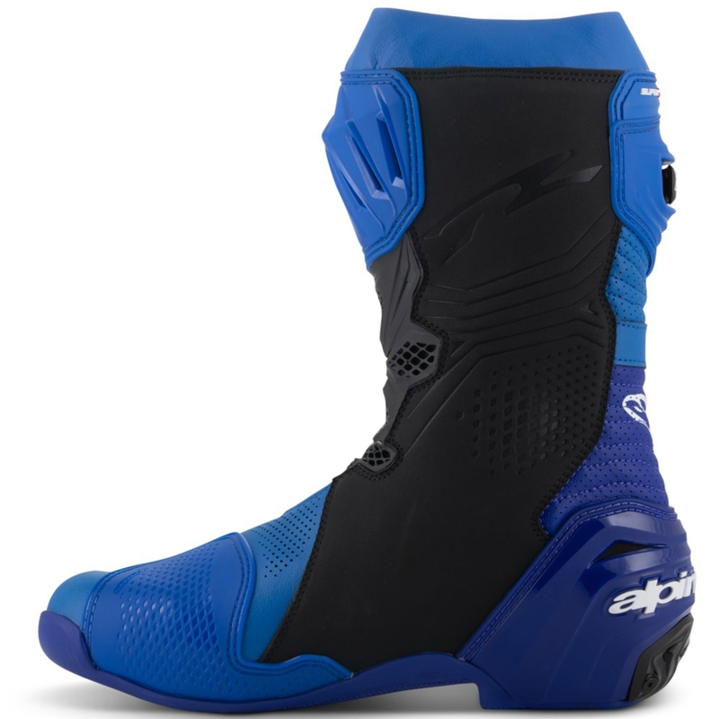 Alpinestars Supertech R ventilējamie motociklu zābaki zili un melni