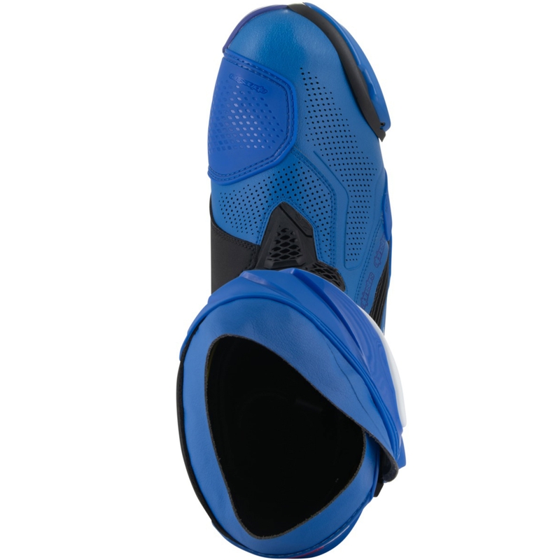 Alpinestars Supertech R ventilējamie motociklu zābaki zili un melni