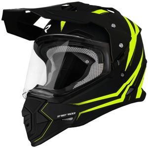 Enduro moto ķivere Street Racer Ignite matēta melna-fluo dzeltena - II. kvalitāte