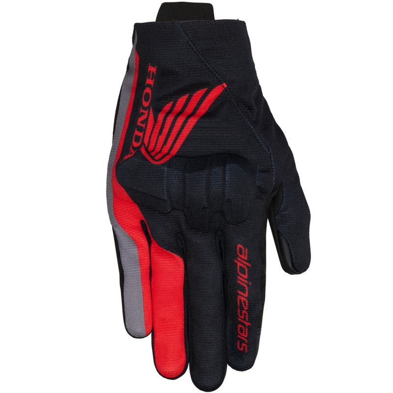 Alpinestars Reef V2 motocikla cimdi Honda melni-sarkani-pelēki