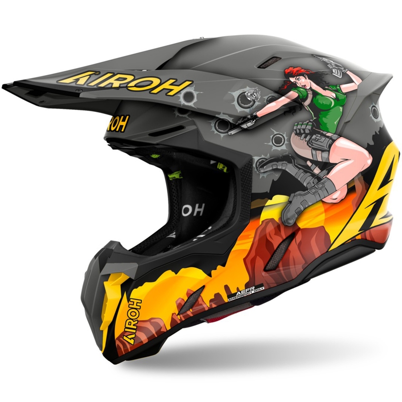 Motokrosa ķivere Airoh Twist 3 Adventure pelēk-dzeltena