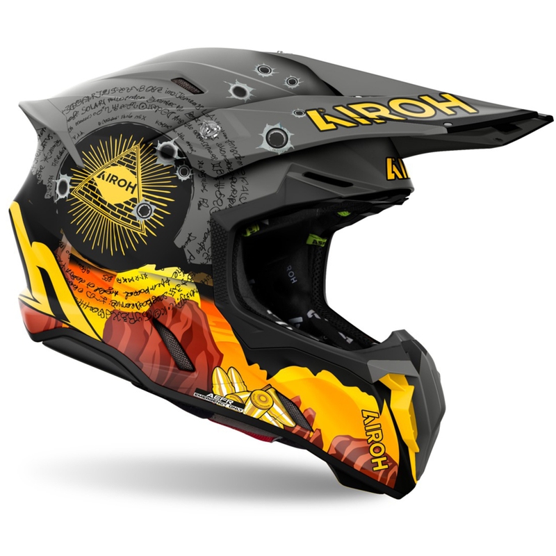 Motokrosa ķivere Airoh Twist 3 Adventure pelēk-dzeltena