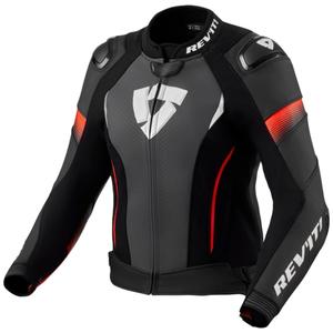 Revit Xena 4 Pro Black-Fluo Red ādas motocikla jaka sievietēm