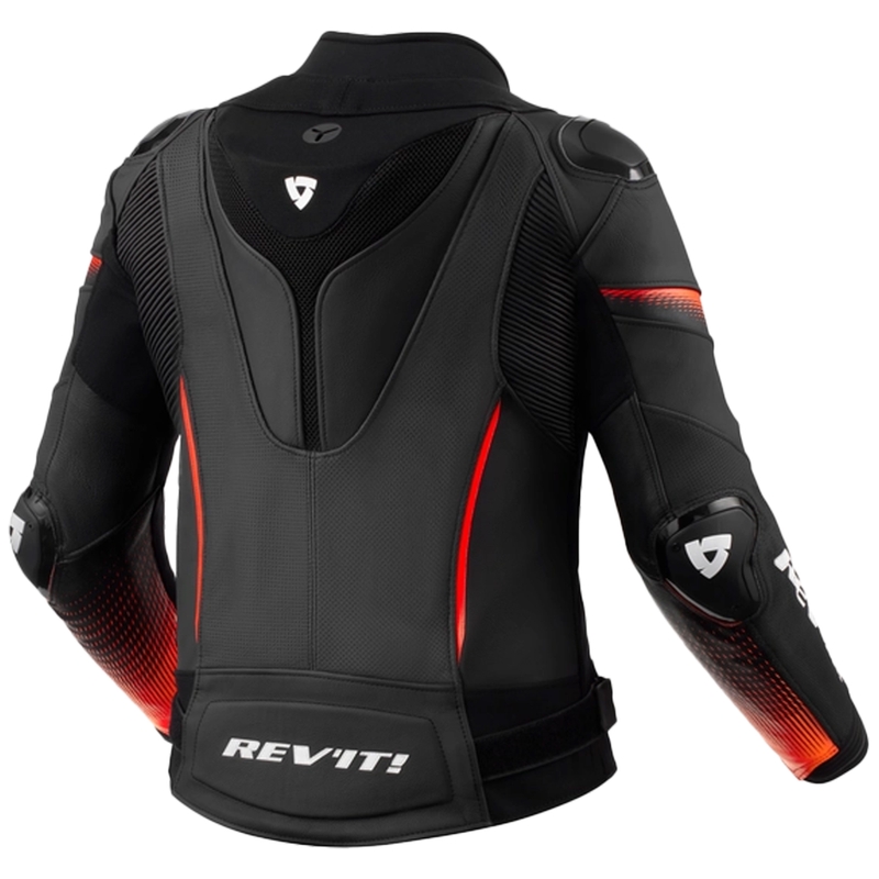 Revit Xena 4 Pro Black-Fluo Red ādas motocikla jaka sievietēm