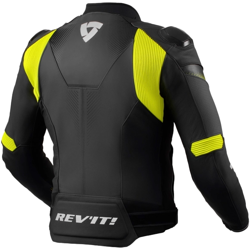 Revit Control melnā-fluo dzeltenā ādas motocikla jaka