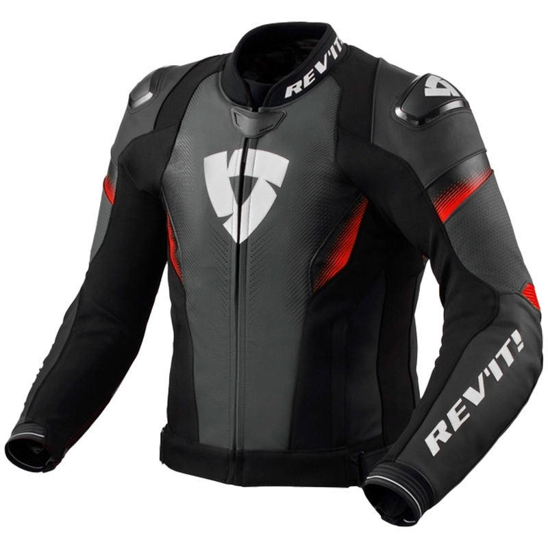 Revit Control melni-fluo sarkana ādas motocikla jaka