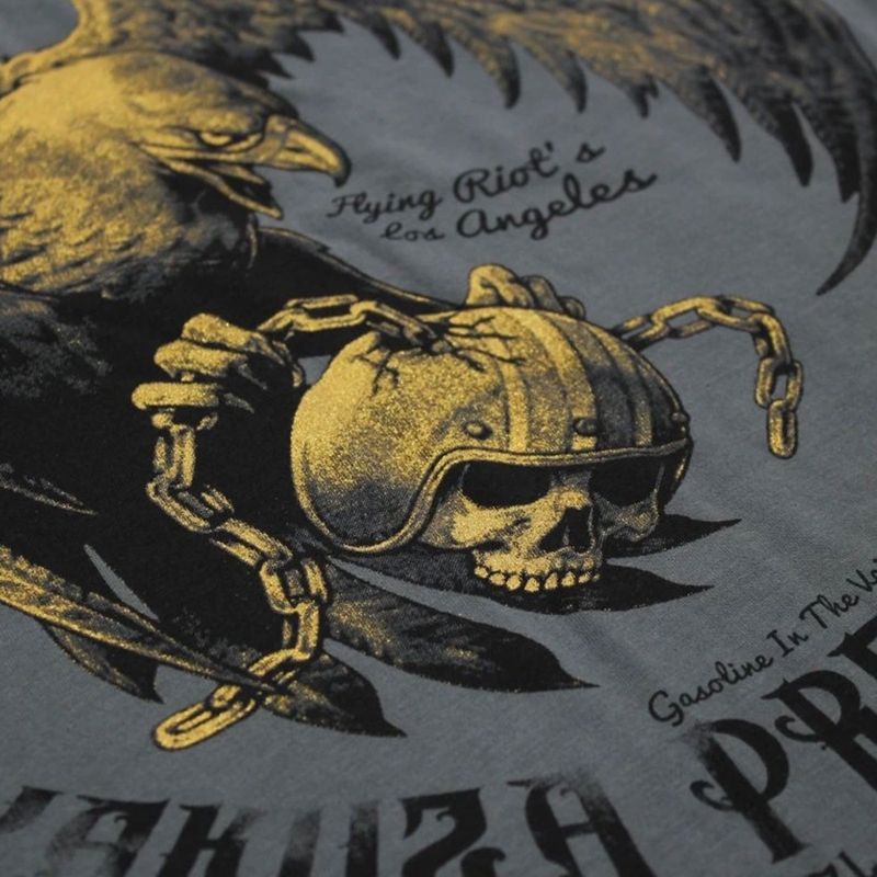 T-krekls Yakuza Premium Born To Burn Flying Riots Los Angeles olīvu zaļš