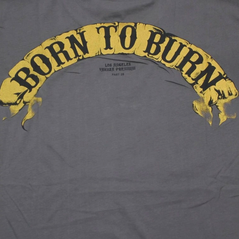 Yakuza Premium T-krekls Born To Burn Flying Riots Los Angeles tumši pelēks