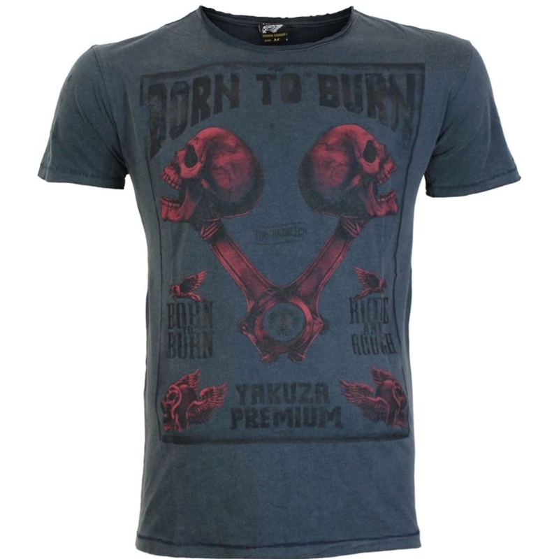 T-krekls Yakuza Premium Rude and Rough Born to Burn - Los Angeles blue