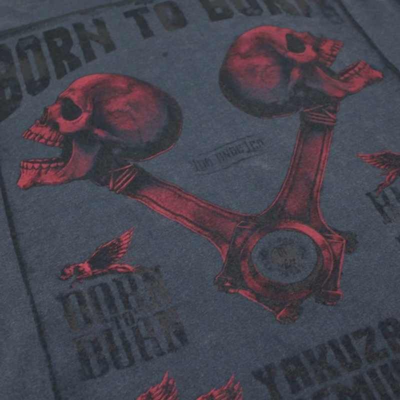 T-krekls Yakuza Premium Rude and Rough Born to Burn - Los Angeles blue