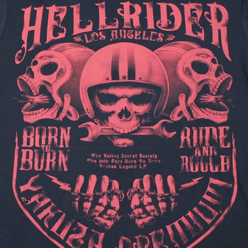 T-krekls Yakuza Premium Hell Rider - Born to Burn tumši zils