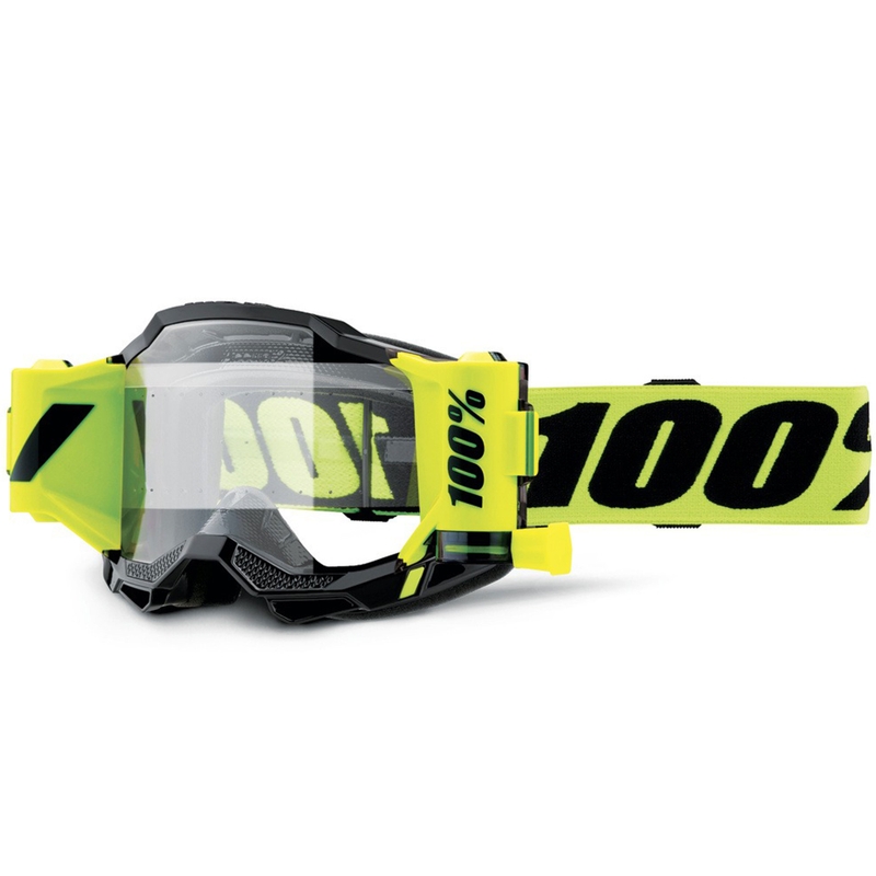 Motokrosa brilles 100% Accuri 2 Forecast fluo dzeltenas ar caurspīdīgu pleksi