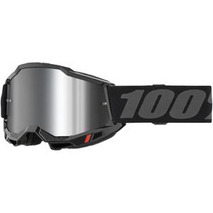 Bērnu motokrosa brilles 100% Accuri 2 Junior melnas ar sudraba plexiglass