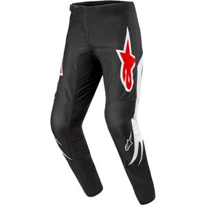 Alpinestars Fluid Lucent motokrosa bikses melnā, baltā un sarkanā krāsā