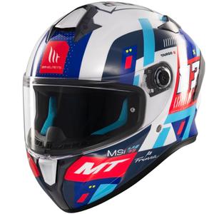 MT Targo S integrālā moto ķivere SERGIO GARCIA zili-arkani-balta