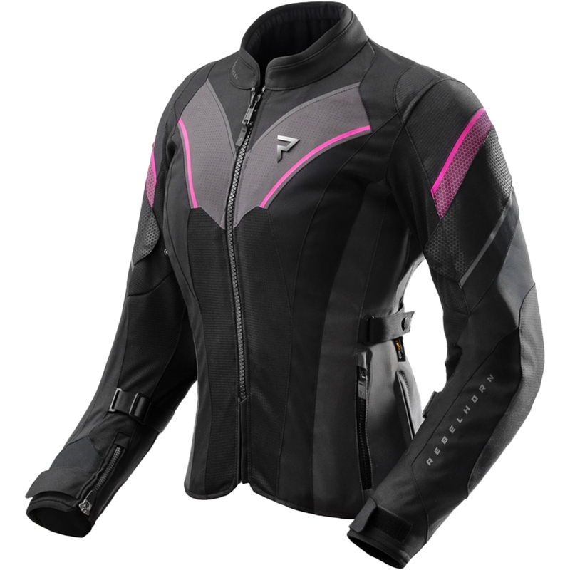 Sieviešu Rebelhorn Hiflow V Black-Grey-Pink Motocikla jaka