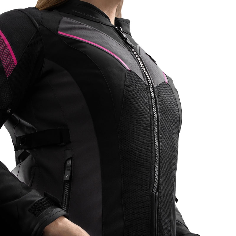 Sieviešu Rebelhorn Hiflow V Black-Grey-Pink Motocikla jaka