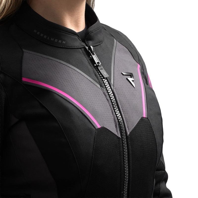 Sieviešu Rebelhorn Hiflow V Black-Grey-Pink Motocikla jaka