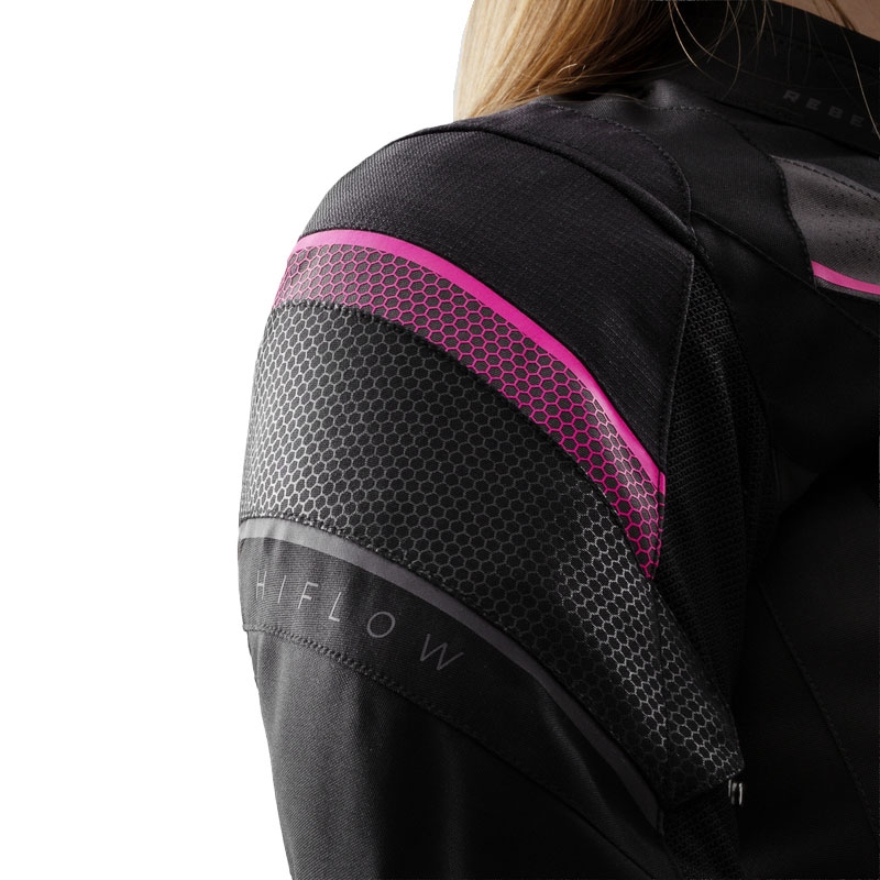 Sieviešu Rebelhorn Hiflow V Black-Grey-Pink Motocikla jaka