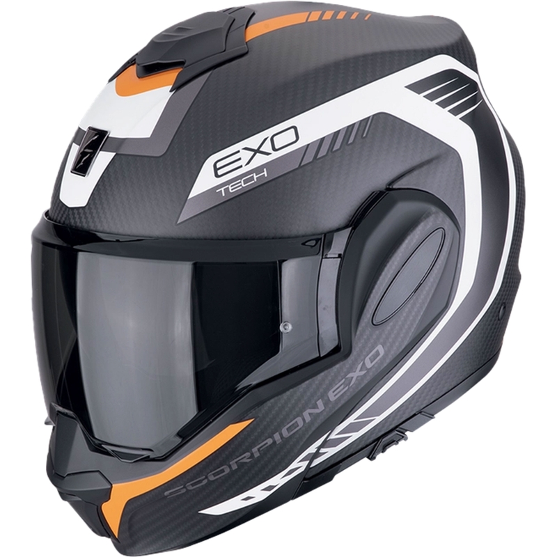 Saliekamā motocikla ķivere Scorpion EXO-TECH EVO CARBON COSY matēta melna-oranža