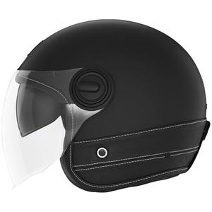 Atvērtā moto ķivere NOX PREMIUM Heritage melna ādas ķivere