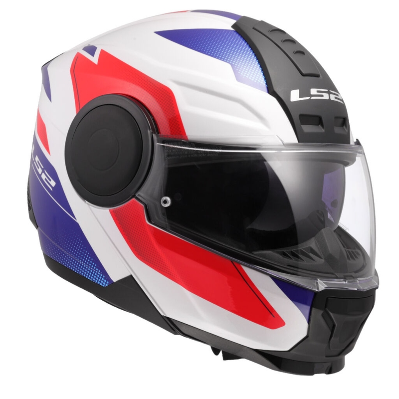 Flip-up motociklu ķivere LS2 FF902 Scope II Duria balts-zils-sarkans