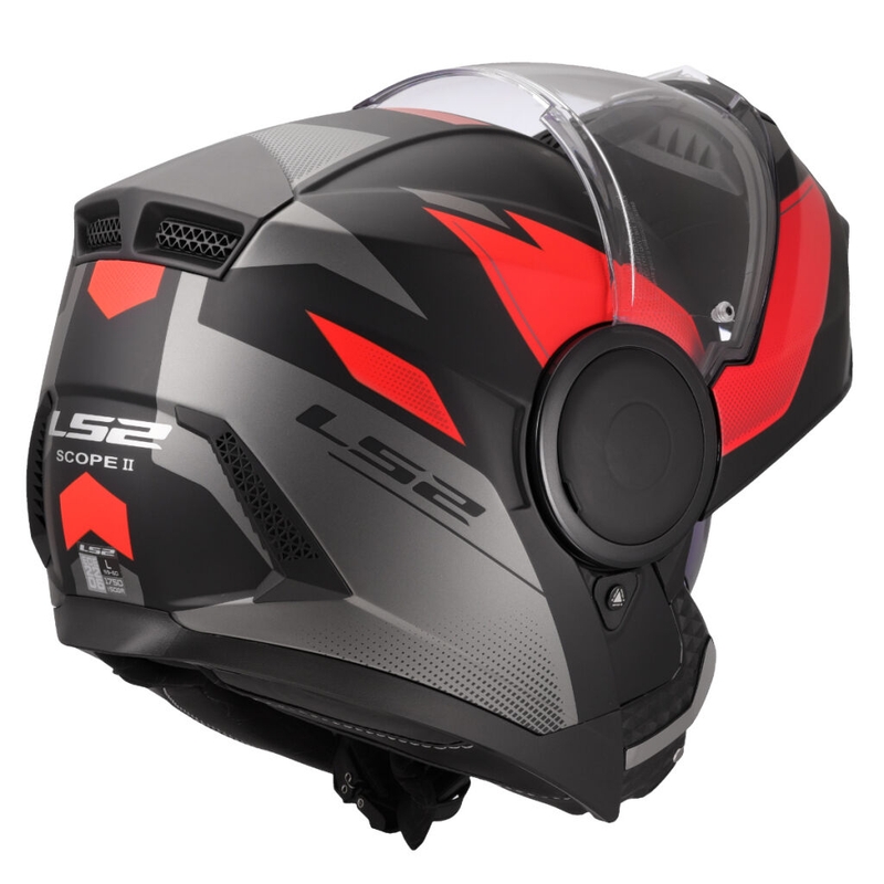 Flip-up motociklu ķivere LS2 FF902 Scope II Duria melns-sarkans