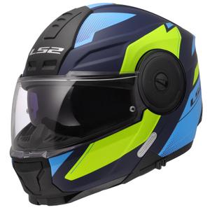 Flip-up moto ķivere LS2 FF902 Scope II Duria zili-fluo dzeltena