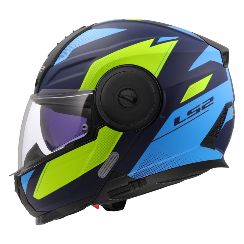 Flip-up moto ķivere LS2 FF902 Scope II Duria zili-fluo dzeltena