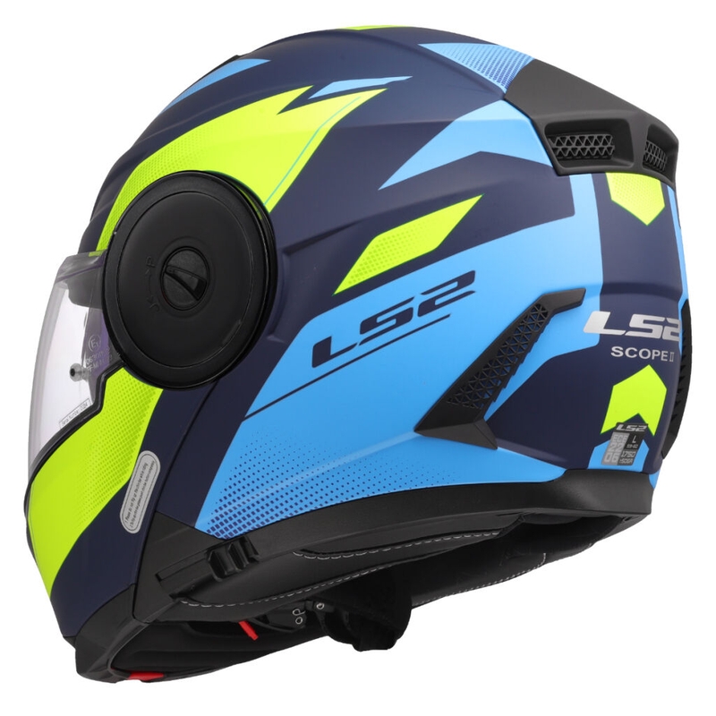 Flip-up moto ķivere LS2 FF902 Scope II Duria zili-fluo dzeltena