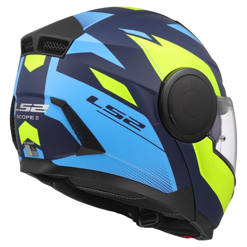 Flip-up moto ķivere LS2 FF902 Scope II Duria zili-fluo dzeltena