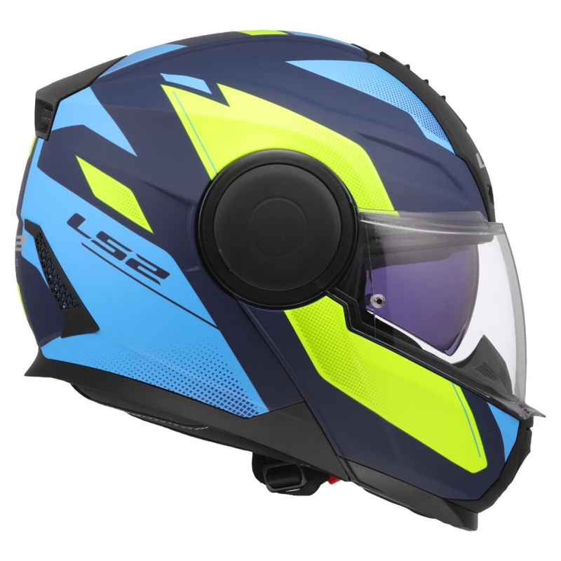 Flip-up moto ķivere LS2 FF902 Scope II Duria zili-fluo dzeltena