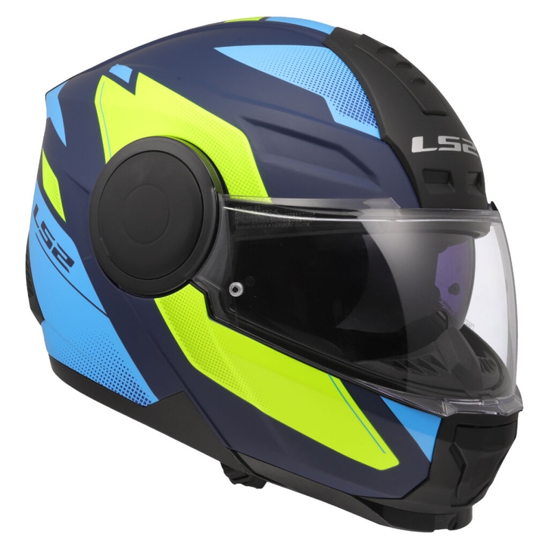 Flip-up moto ķivere LS2 FF902 Scope II Duria zili-fluo dzeltena