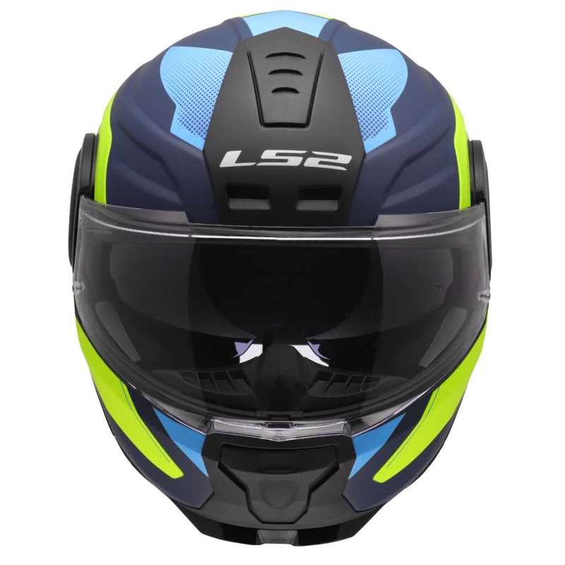 Flip-up moto ķivere LS2 FF902 Scope II Duria zili-fluo dzeltena