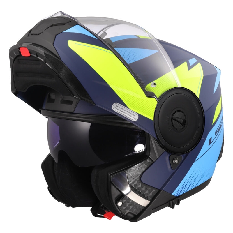 Flip-up moto ķivere LS2 FF902 Scope II Duria zili-fluo dzeltena