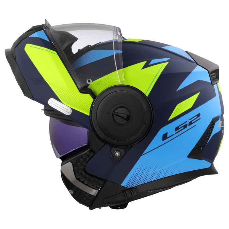 Flip-up moto ķivere LS2 FF902 Scope II Duria zili-fluo dzeltena
