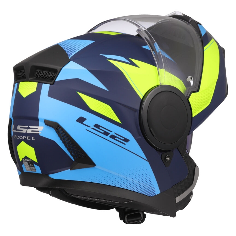 Flip-up moto ķivere LS2 FF902 Scope II Duria zili-fluo dzeltena
