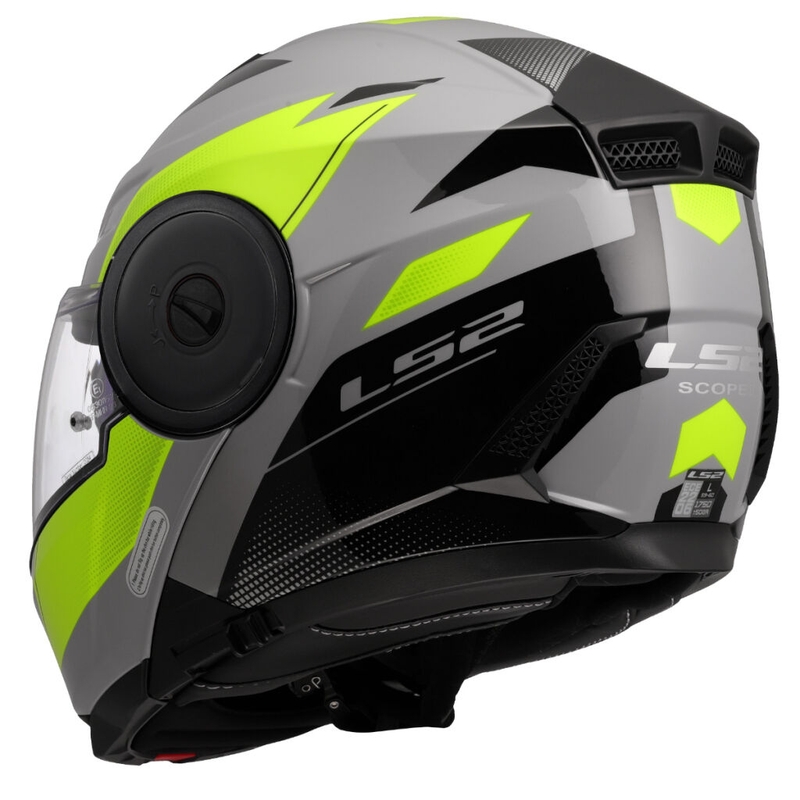 Flip-up moto ķivere LS2 FF902 Scope II Duria pelēka-fluo dzeltena