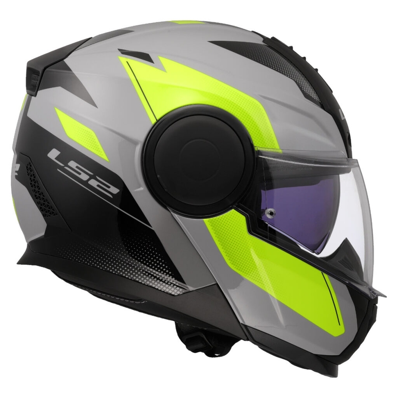 Flip-up moto ķivere LS2 FF902 Scope II Duria pelēka-fluo dzeltena
