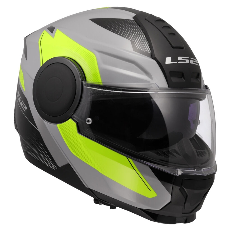 Flip-up moto ķivere LS2 FF902 Scope II Duria pelēka-fluo dzeltena
