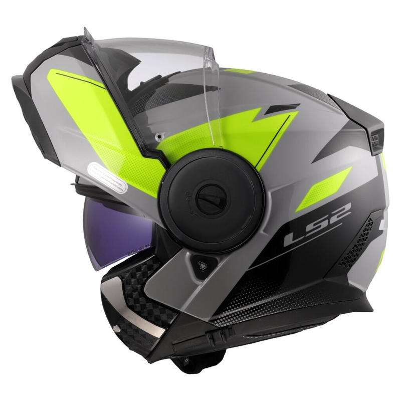 Flip-up moto ķivere LS2 FF902 Scope II Duria pelēka-fluo dzeltena