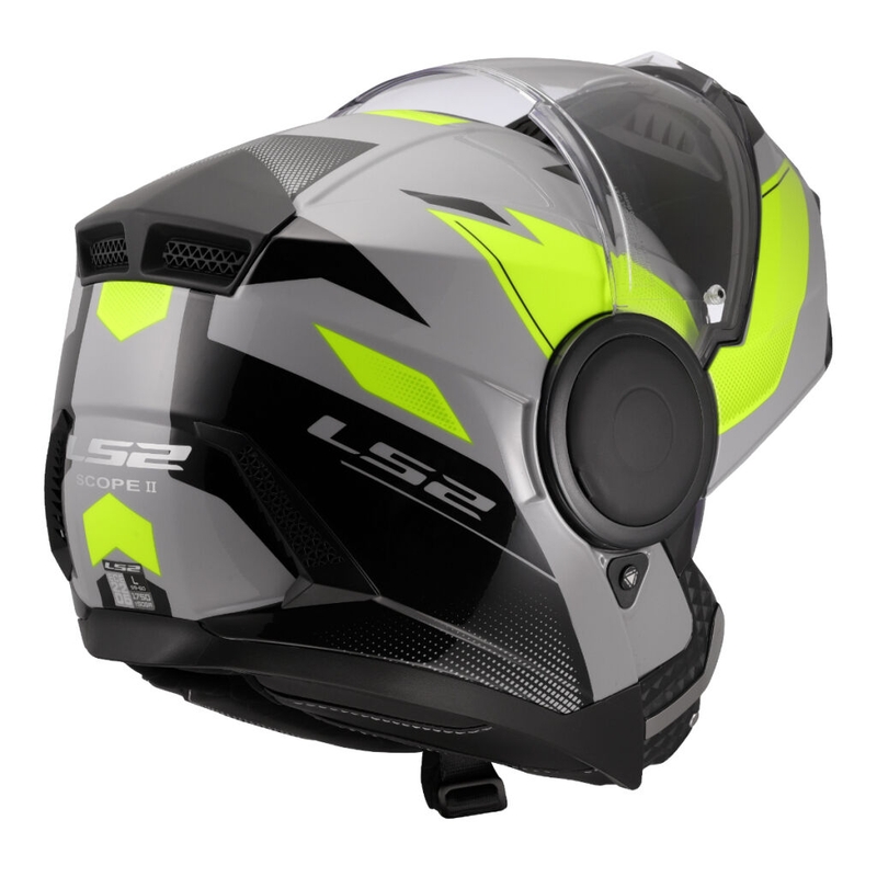 Flip-up moto ķivere LS2 FF902 Scope II Duria pelēka-fluo dzeltena