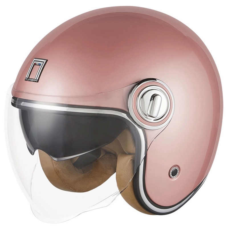 Atvērtā moto ķivere NOX PREMIUM Heritage rozā zelts
