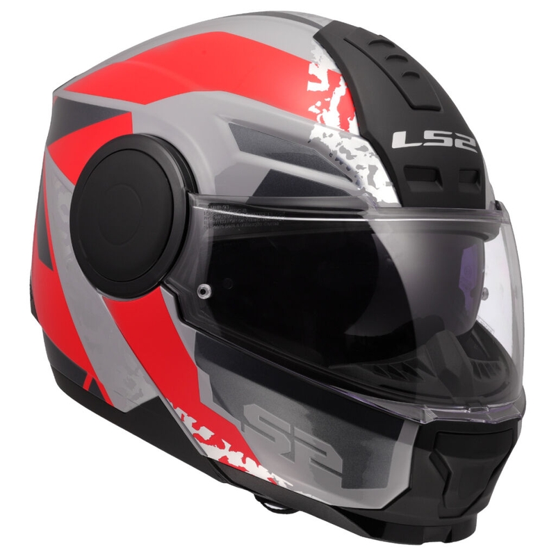 Flip-up motociklistu ķivere LS2 FF902 Scope II Oxyd pelēk-sarkana
